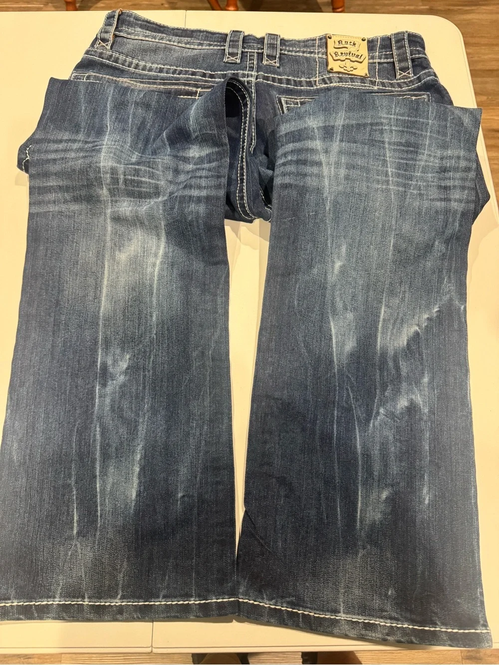 Rock Revival Men's Dark Blue Washed Relaxed Denim Pants